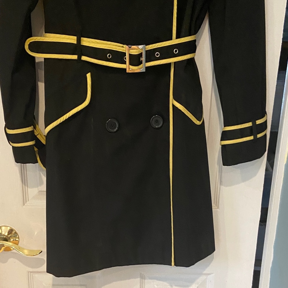 Max Studio Black Trench Coat with Yellow Accents - Picture 5 of 10